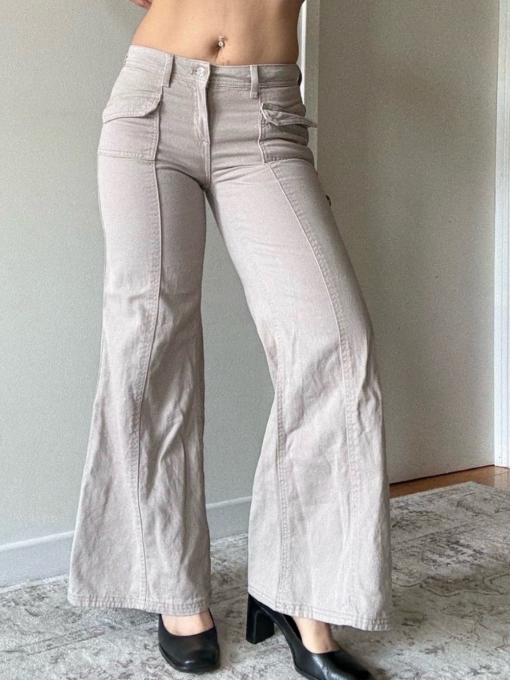 Wide Leg Beige Oat Jeans by H&M